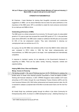Mr Lee Yi Shyan, at the Committee of Supply Debate (Ministry of Trade and Industry), 3 March 2008, in Reply to Cuts (P) to (T) Under Head V