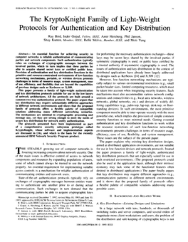 The Kryptoknight Family of Light-Weight Protocols for Authentication and Key Distribution