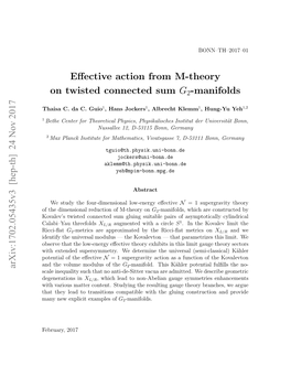 Effective Action from M-Theory on Twisted Connected Sum G2-Manifolds Arxiv:1702.05435V3 [Hep-Th] 24 Nov 2017