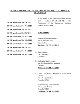 SC FR Application No. 351/ 2018 Constitution of the Democratic Socialist SC FR Application No