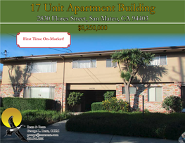 17 Unit Apartment Building 2830 Flores Street, San Mateo, CA 94403 $8,250,000