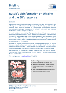 Russia's Disinformation on Ukraine and the EU's Response