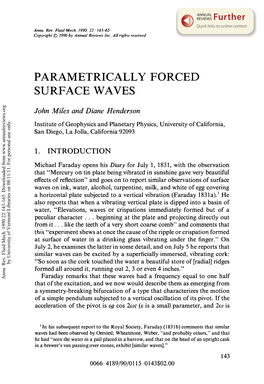 Parametrically Forced Surface Waves