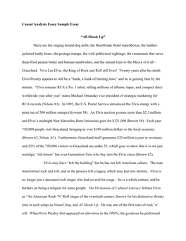 Causal Analysis Essay Sample Essay “All Shook Up” There Are The