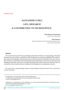 Alexander Luria: Life, Research & Contribution to Neuroscience