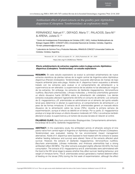 Antifeedant Effect of Plant Extracts on the Poultry Pest Alphitobius Diaperinus (Coleoptera: Tenebrionidae): an Exploratory Study