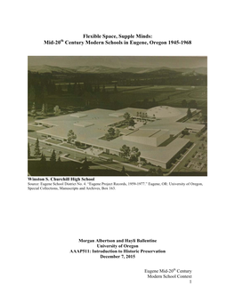 Mid-20Th Century Modern Schools in Eugene, Oregon 1945-1968