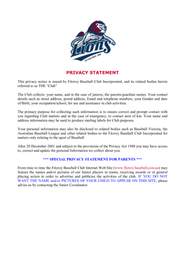 Privacy Statement