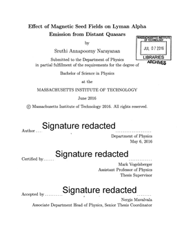 Signature Redacted Department of Physics May 6, 2016 Signature Redacted Certified By