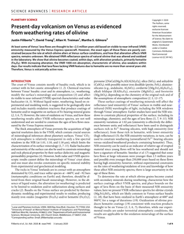 Present-Day Volcanism on Venus As Evidenced from Weathering Rates of Olivine Justin Filiberto, David Trang, Allan H