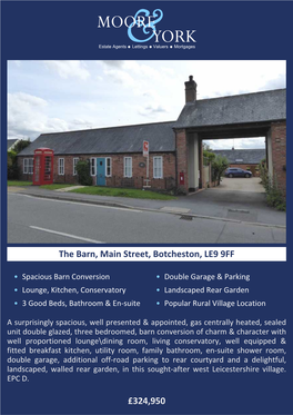 £324,950 the Barn, Main Street, Botcheston, LE9