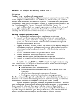 Anesthesia and Analgesia in Laboratory Animals at UCSF