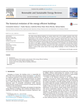 The Historical Evolution of the Energy Efficient Buildings