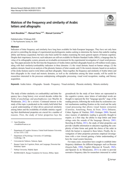 Matrices of the Frequency and Similarity of Arabic Letters and Allographs