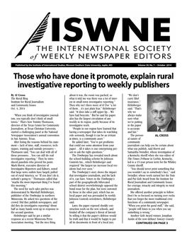 Those Who Have Done It Promote, Explain Rural Investigative Reporting to Weekly Publishers