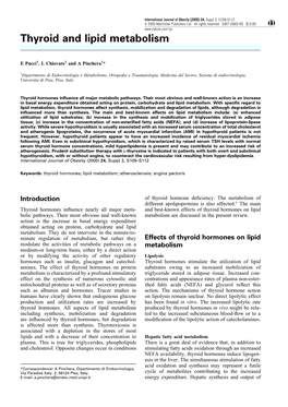 Thyroid and Lipid Metabolism