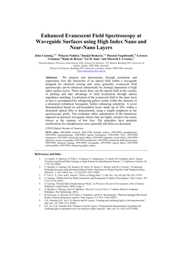 Enhanced Evanescent Field Spectroscopy at Waveguide Surfaces Using High Index Nano and Near-Nano Layers