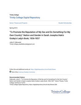 Nation and Gender in Sarah Josepha Hale's Godey's Lady's Book, 1836-1837