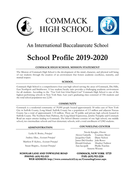 School Profile 2019-2020 COMMACK HIGH SCHOOL