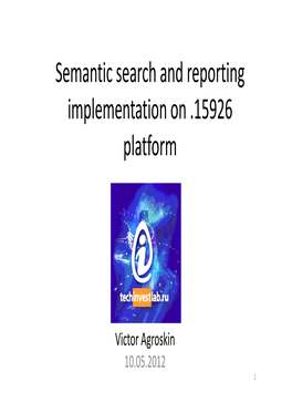 Semantic Search and Reporting Implementation on .15926 Platform