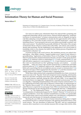 Information Theory for Human and Social Processes