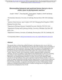 Disentangling Biological and Analytical Factors That Give Rise to Outlier Genes in Phylogenomic Matrices