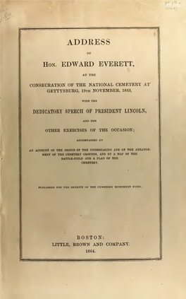 Address of Hon. Edward Everett, at the Consecration of the National