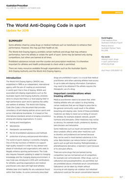 The World Anti-Doping Code in Sport Update for 2015