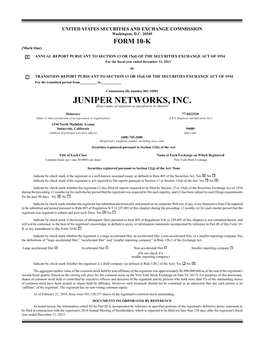 JUNIPER NETWORKS, INC. (Exact Name of Registrant As Specified in Its Charter)