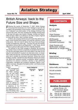 April 2004 British Airways: Back to the Future Size and Shape