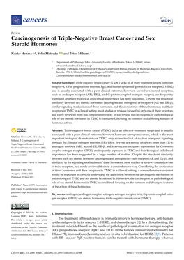 Carcinogenesis of Triple-Negative Breast Cancer and Sex Steroid Hormones