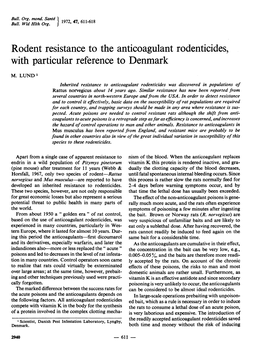 Rodent Resistance to the Anticoagulant Rodenticides, with Particular Reference to Denmark