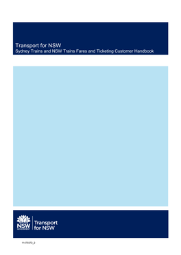 Sydney Trains and NSW Trains Fares and Ticketing Customer Handbook