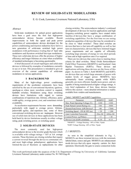 Review of Solid-State Modulators