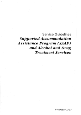 (SAAP) and Alcohol and Drug Treatment Services