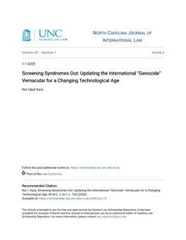 Screening Syndromes Out: Updating the International 