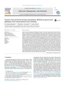 Toward a Tree-Of-Life for the Boas and Pythons: Multilocus Species-Level Phylogeny with Unprecedented Taxon Sampling ⇑ R