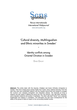 Identity Conflicts Among Oriental Christian in Sweden