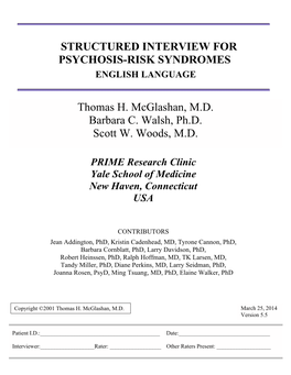 Structured Interview for Psychosis-Risk Syndromes English Language