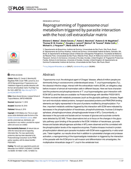 Trypanosoma Cruzi Metabolism Triggered by Parasite Interaction with the Host Cell Extracellular Matrix