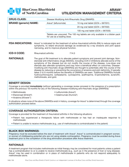 Arava® Utilization Management Criteria