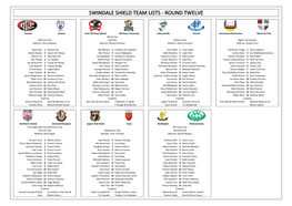 Swindale Shield Team Lists - Round Twelve