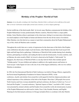 Birthday of the Prophet: Mawlid Al-Nabi