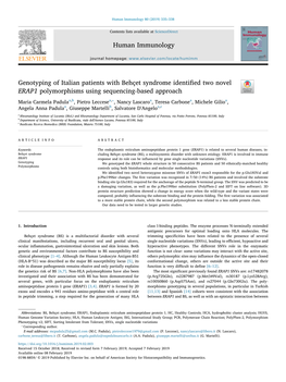 Genotyping of Italian Patients with Behçet Syndrome Identified Two Novel ERAP1 Polymorphisms Using Sequencing-Based Approach