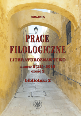 Prace Filologiczne. Literaturoznawstwo Numer 9 (12