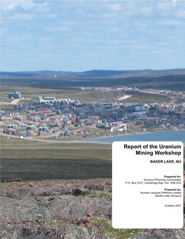 Report of the Uranium Mining Workshop