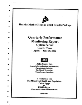 Quarterly Performance Monitoring Report