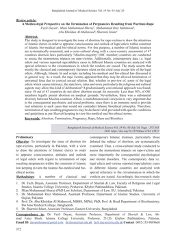 372 Review Article: a Medico-Legal Perspective on the Termination of Pregnancies Resulting from Wartime-Rape Fazli Dayan1, Mian