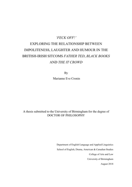 Exploring the Relationship Between Impoliteness, Laughter and Humour in the British-Irish Sitcoms Father Ted, Black Books