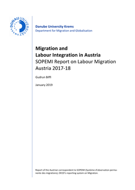 Migration and Labour Integration in Austria. SOPEMI Report on Labour Migration Austria 2017-18